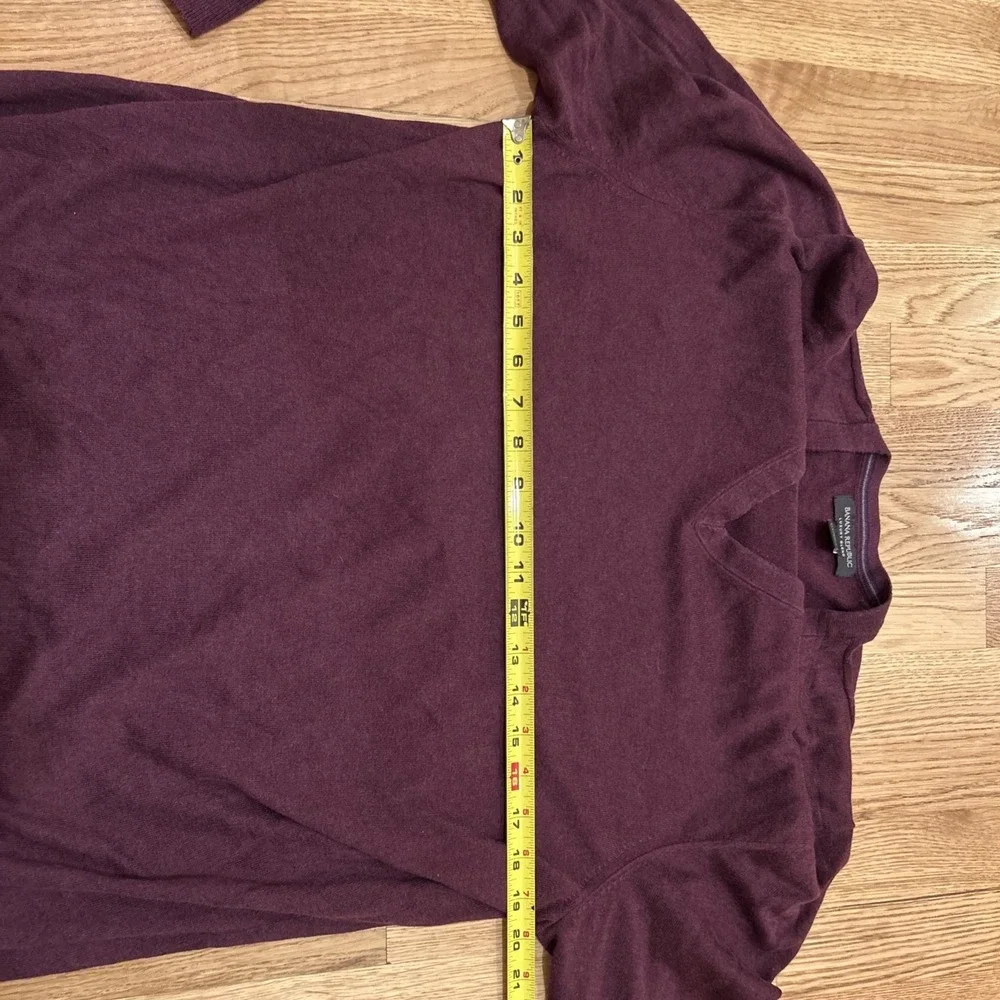 Banana Republic Sweater Men XL Luxury Blend V Neck Silk Cashmere‎ Purple Maroon